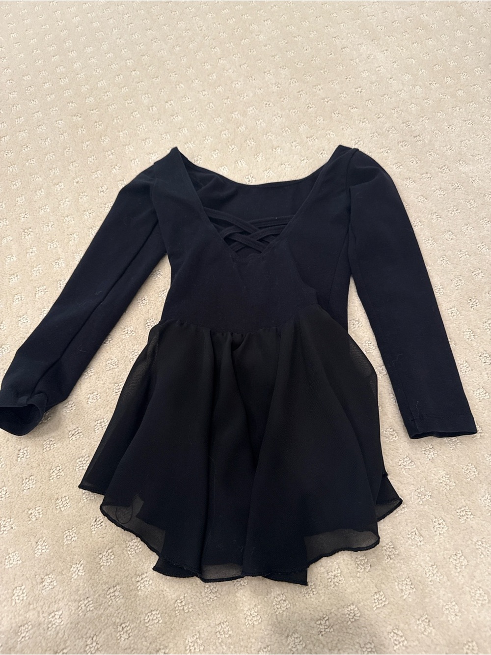 Arshiner Girls Black Ballet Dance Dress Criss Cross Back Long Sleeve Size 5/6 - Picture 2 of 4